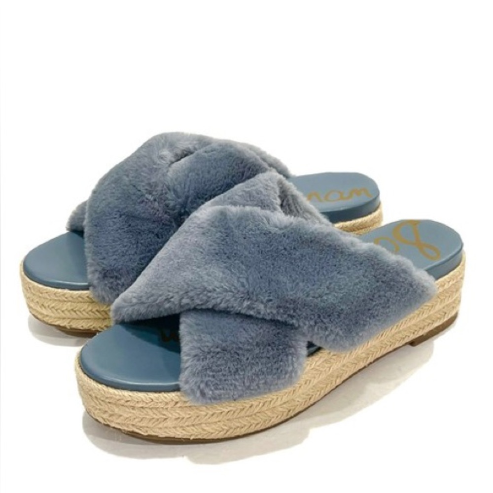 Sam Edelman Zia Faux Fur Platform Espadrille Sandals | 9